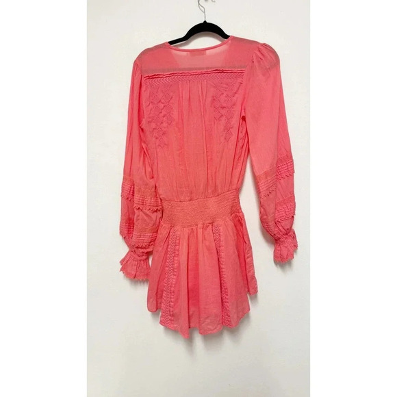 EUC $375 Ramy Brook Patty Patty Crochet-Trim Mini Dress - Long-Sleeve V-Neck - Picture 11 of 12